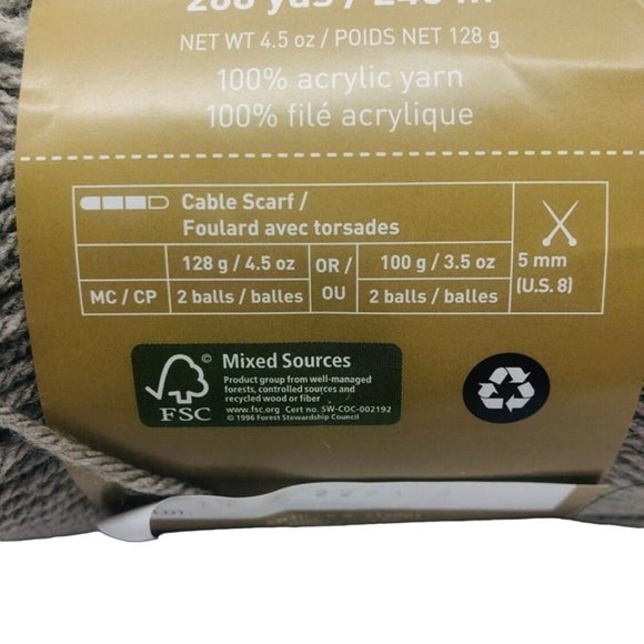 4 x Loops & Threads Impeccable Clay Acrylic Yarn Skeins Worsted 4.5 oz. 268 Yds - Picture 6 of 6